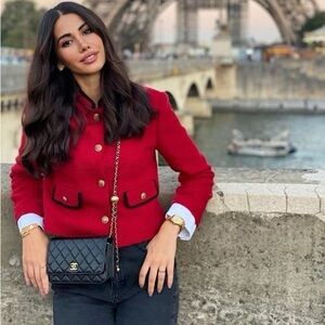 Zara Red Blazer with Black Accents